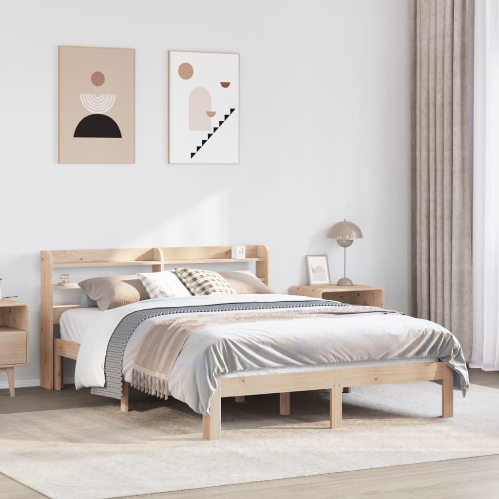 Bedframe met hoofdbord massief grenenhout 150x200 cm is nu te koop bij PeponiXL, paradijselijk wonen!