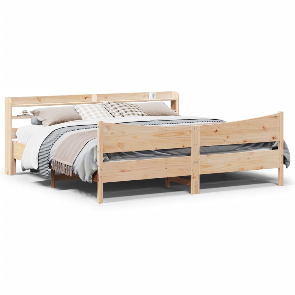 Bedframe met hoofdbord massief grenenhout 180x200 cm is nu te koop bij PeponiXL, paradijselijk wonen!