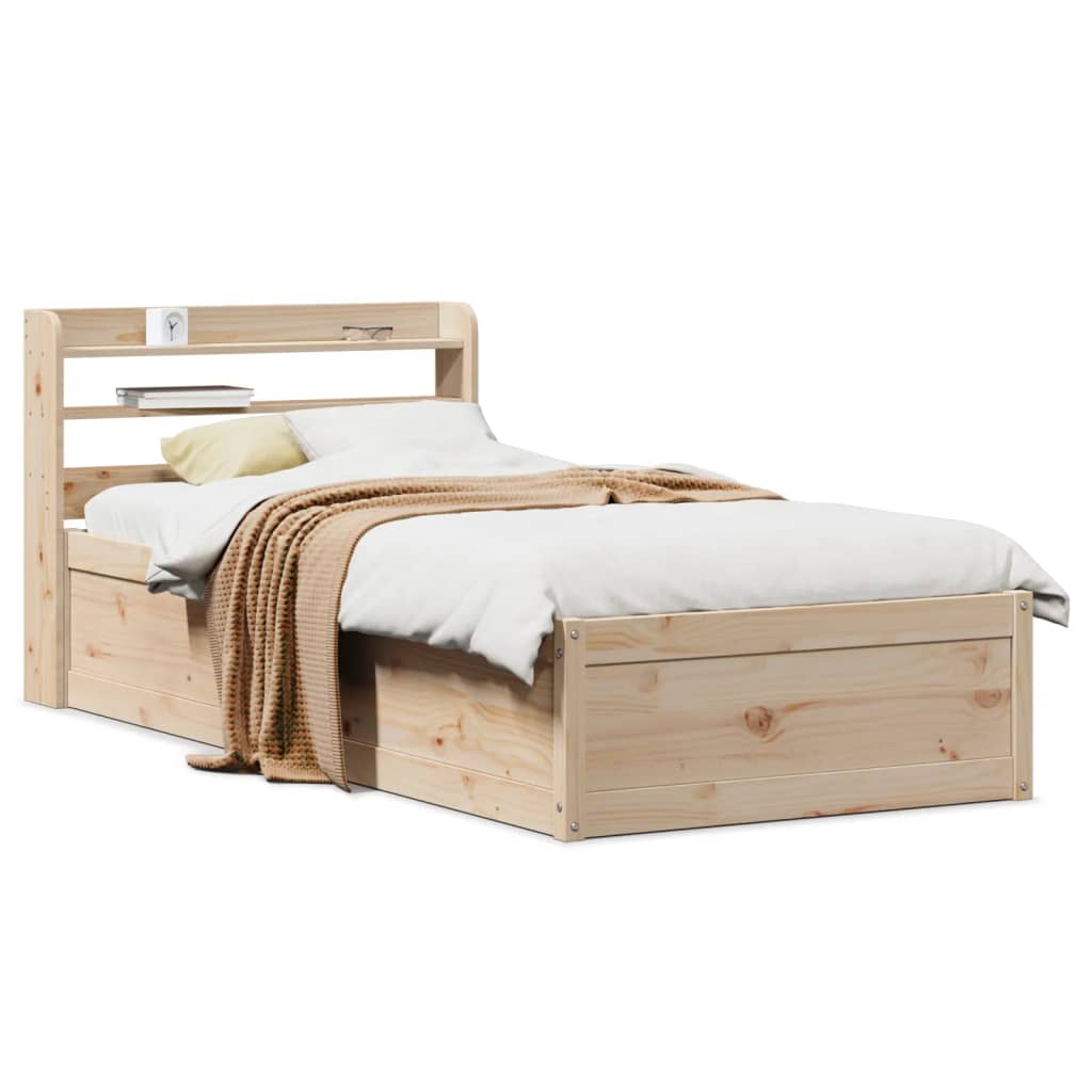 Bedframe met hoofdbord massief grenenhout 75x190 cm is nu te koop bij PeponiXL, paradijselijk wonen!