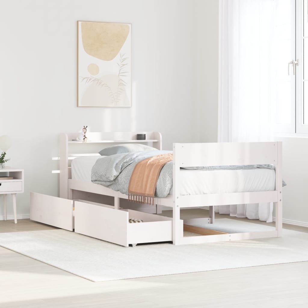 Bedframe zonder matras massief grenenhout wit 90x200 cm is nu te koop bij PeponiXL, paradijselijk wonen!