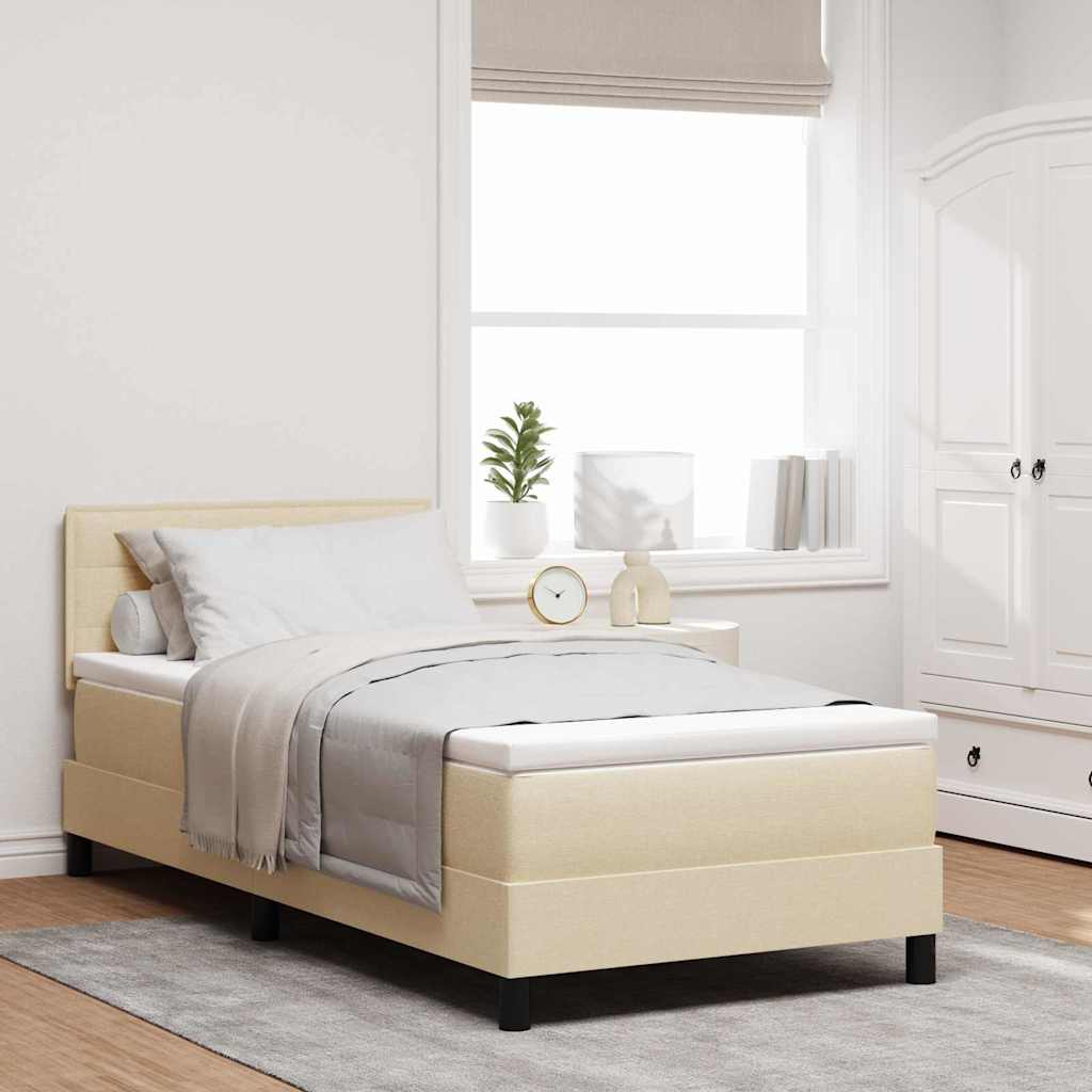 Boxspringbed met hoofdeinde Crème 100 x 200 cm Stof is nu te koop bij PeponiXL, paradijselijk wonen!