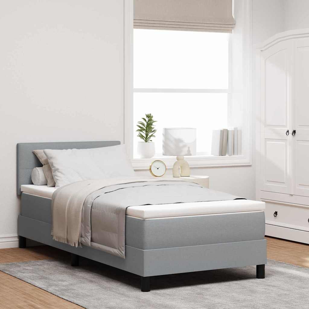 Boxspringbed met hoofdeinde Lichtgrijs 90 x 200 cm Stof is nu te koop bij PeponiXL, paradijselijk wonen!