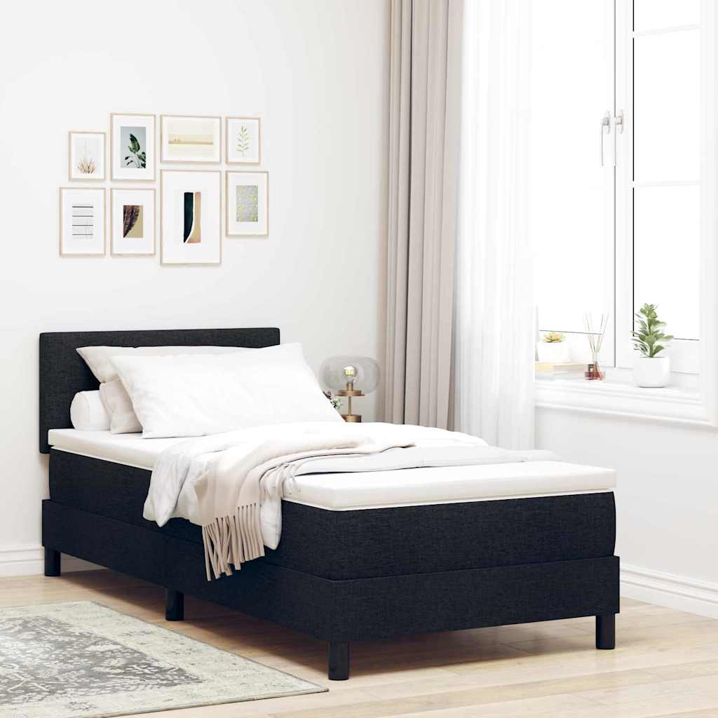 Boxspringbed met hoofdeinde Zwart 100 x 200 cm Stof is nu te koop bij PeponiXL, paradijselijk wonen!