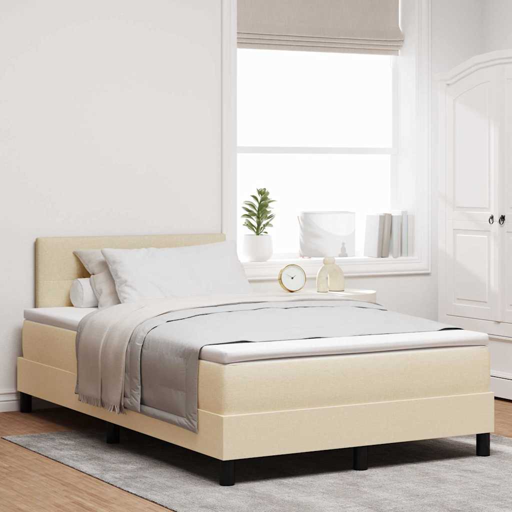 Boxspringbed met hoofdeinde Crème 120 x 190 cm Stof is nu te koop bij PeponiXL, paradijselijk wonen!