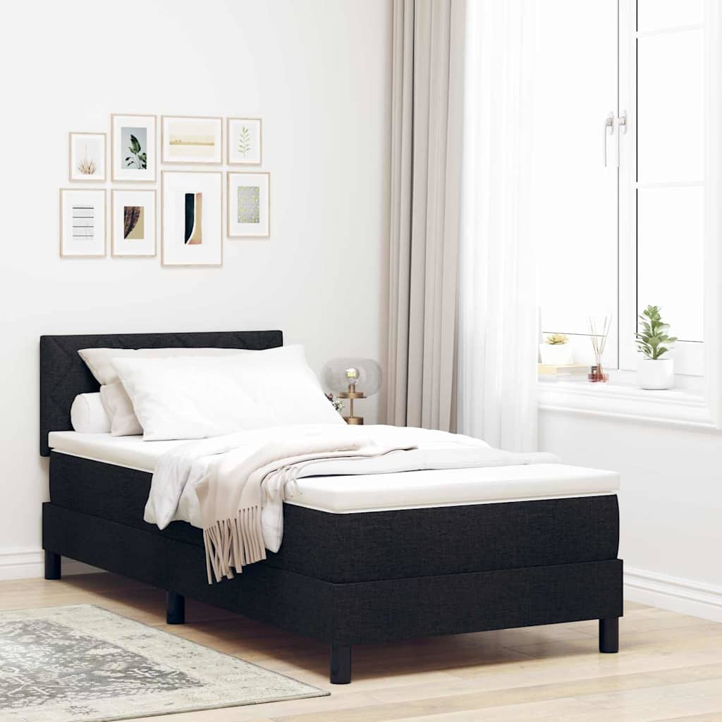 Boxspringbed met matras met hoofdeinde Zwart 100 x 200 cm Stof is nu te koop bij PeponiXL, paradijselijk wonen!