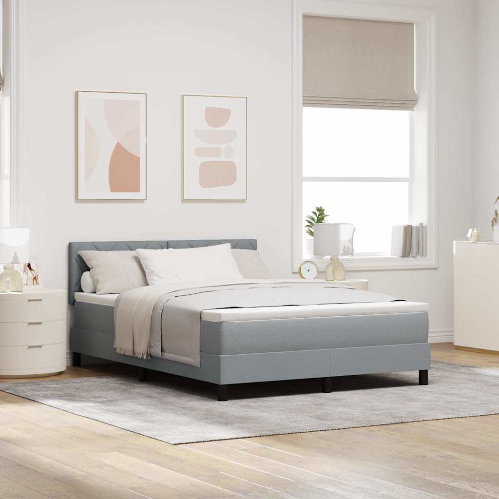 Boxspringbed met hoofdeinde Lichtgrijs 140 x 190 cm Stof is nu te koop bij PeponiXL, paradijselijk wonen!