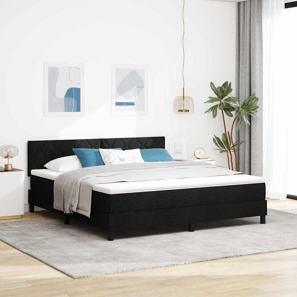 Boxspringbed met hoofdeinde Zwart 180 x 200 cm Stof is nu te koop bij PeponiXL, paradijselijk wonen!