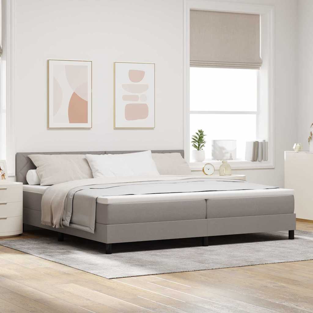 Boxspringbed met hoofdeinde Taupe 200 x 200 cm Stof is nu te koop bij PeponiXL, paradijselijk wonen!