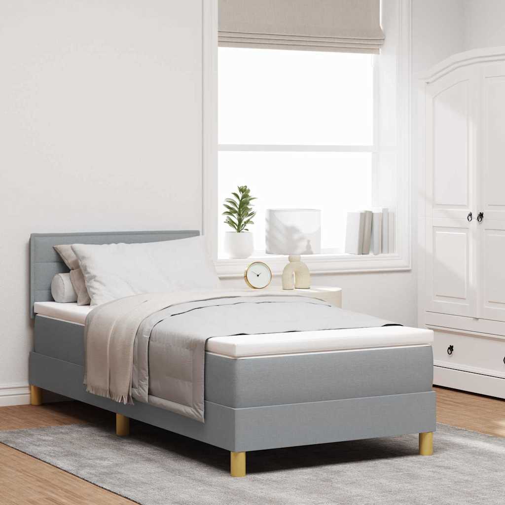 Boxspringbed met kussen Lichtgrijs 100 x 200 cm Stof is nu te koop bij PeponiXL, paradijselijk wonen!