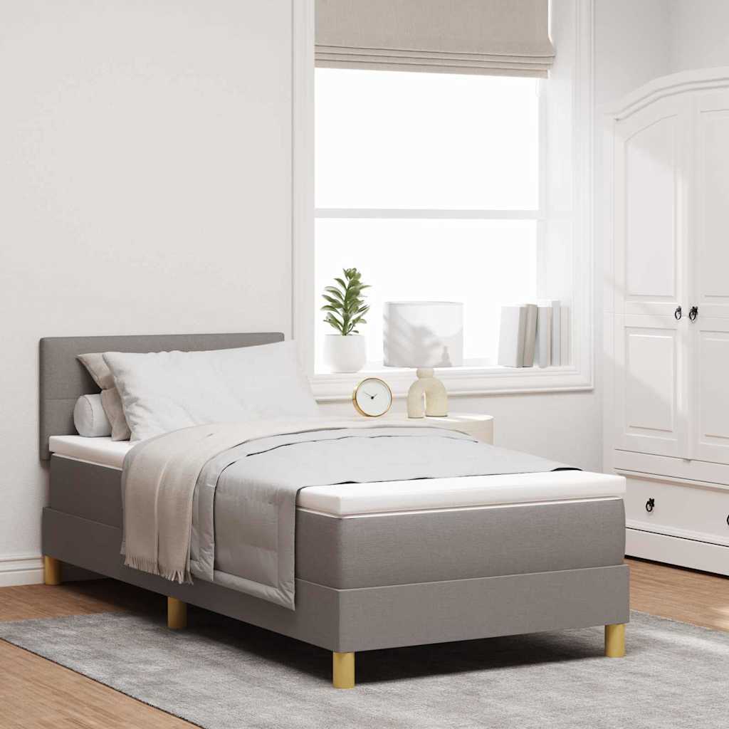 Boxspringbed met kussen met hoofdeinde Taupe 90 x 190 cm Stof is nu te koop bij PeponiXL, paradijselijk wonen!