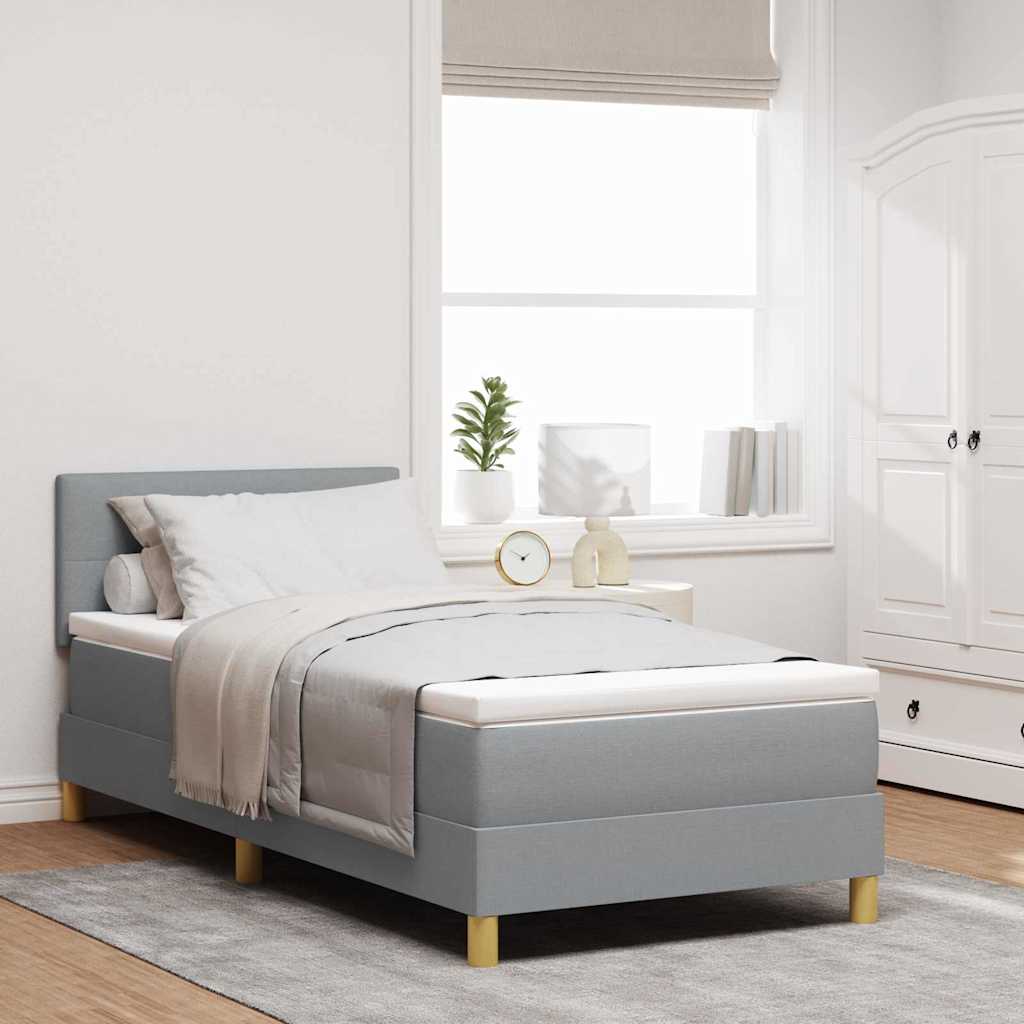 Boxspringbed met kussen Lichtgrijs 100 x 200 cm Stof is nu te koop bij PeponiXL, paradijselijk wonen!