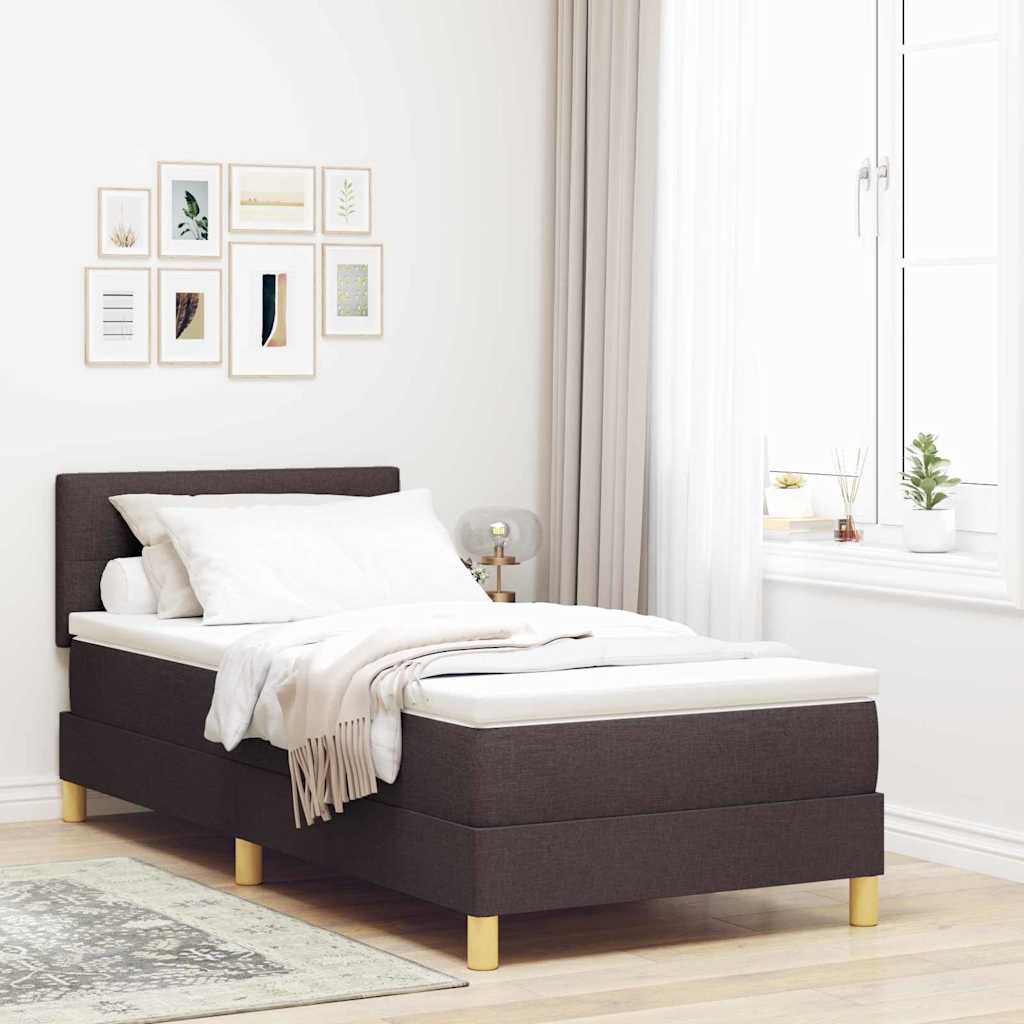Boxspringbed met kussen Donkerbruin 100 x 200 cm Stof is nu te koop bij PeponiXL, paradijselijk wonen!