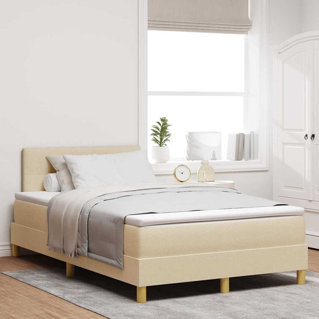 Boxspringbed met kussen met hoofdeinde Crème 120 x 200 cm Stof is nu te koop bij PeponiXL, paradijselijk wonen!