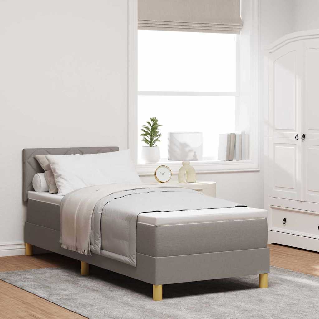 Boxspringbed met kussen met hoofdeinde Taupe 80 x 200 cm Stof is nu te koop bij PeponiXL, paradijselijk wonen!