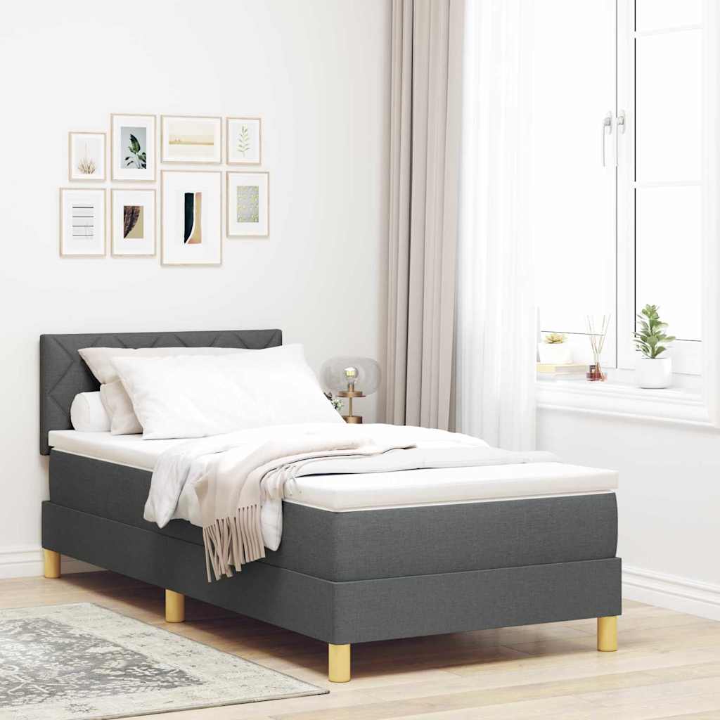 Boxspringbed met kussen Donkergrijs 90 x 190 cm Stof is nu te koop bij PeponiXL, paradijselijk wonen!