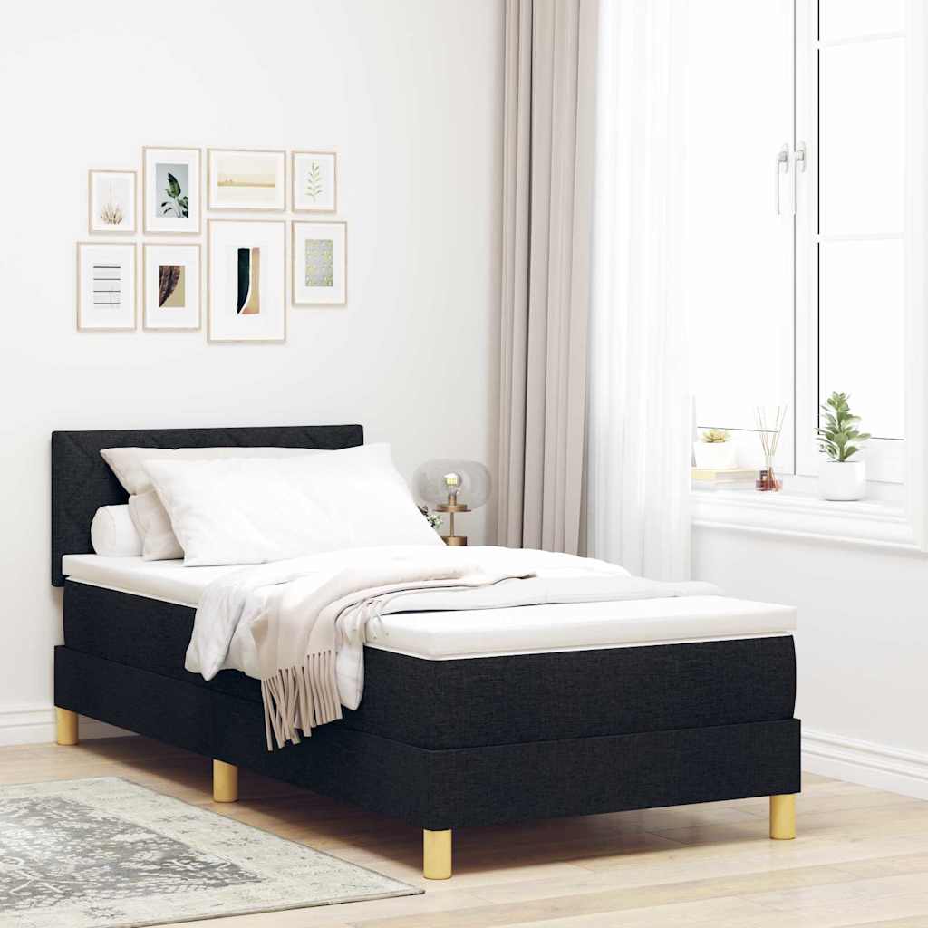 Boxspringbed met kussen met hoofdeinde Zwart 100 x 200 cm Stof is nu te koop bij PeponiXL, paradijselijk wonen!