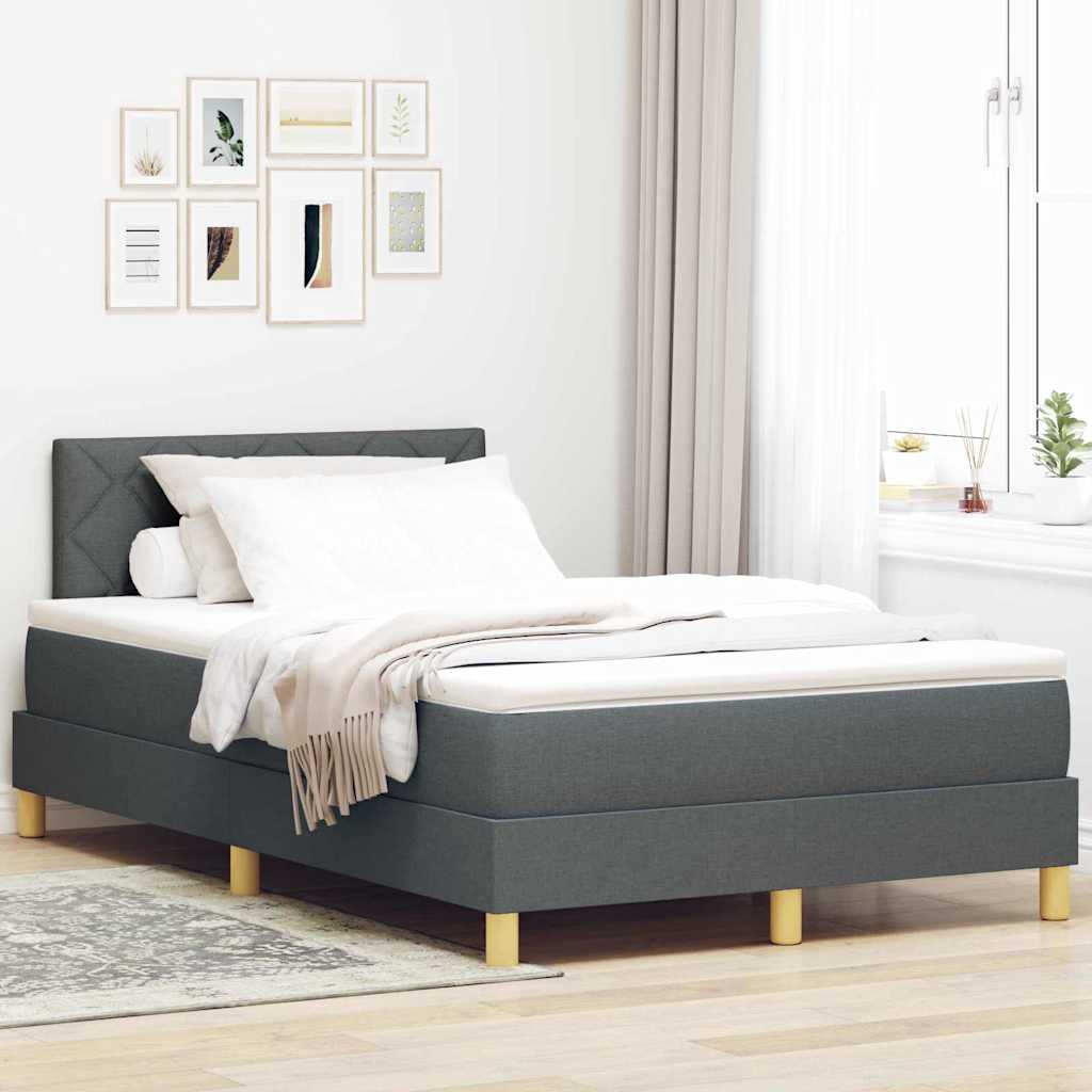 Boxspringbed met kussen Donkergrijs 120 x 190 cm Stof is nu te koop bij PeponiXL, paradijselijk wonen!
