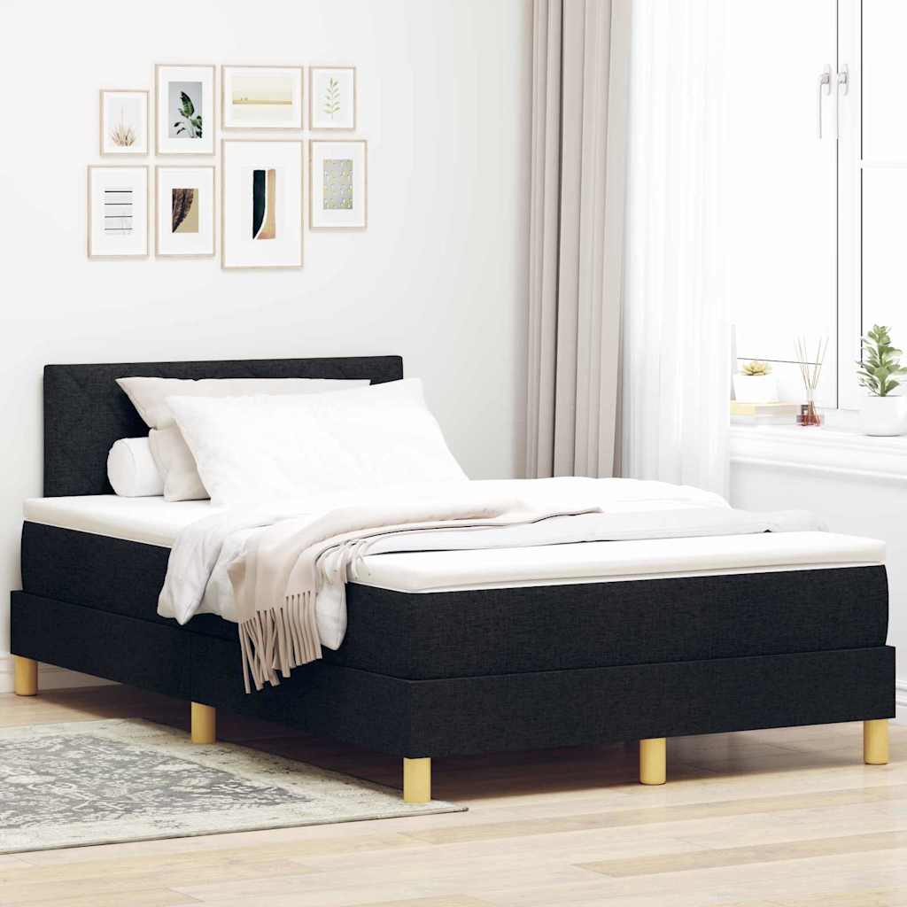 Boxspringbed met kussen met hoofdeinde Zwart 120 x 200 cm Stof is nu te koop bij PeponiXL, paradijselijk wonen!