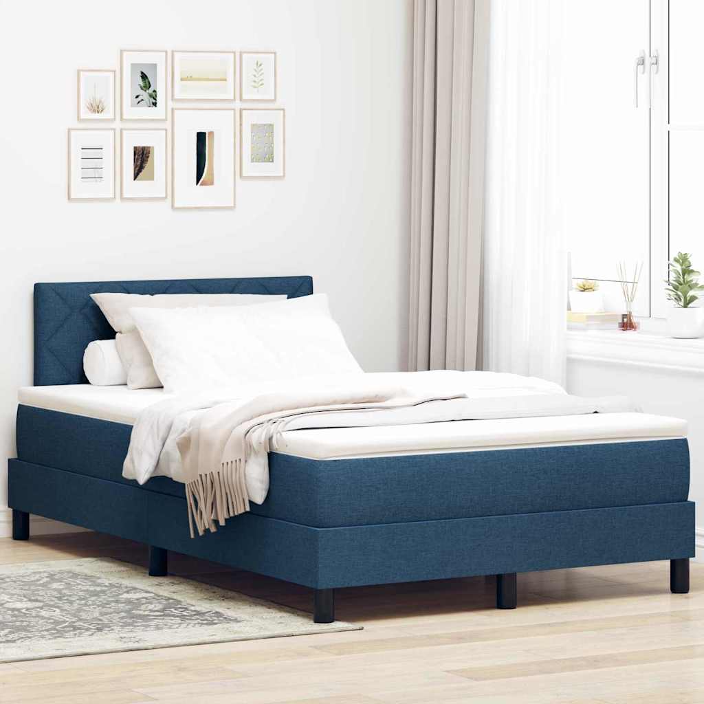 Boxspringbed met kussen met hoofdeinde Blauw 120 x 200 cm Stof is nu te koop bij PeponiXL, paradijselijk wonen!