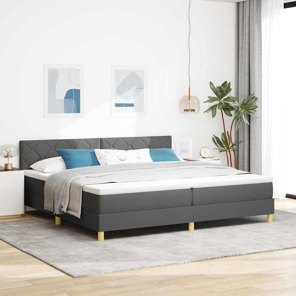 Boxspringbed met kussen Donkergrijs 200 x 200 cm Stof is nu te koop bij PeponiXL, paradijselijk wonen!