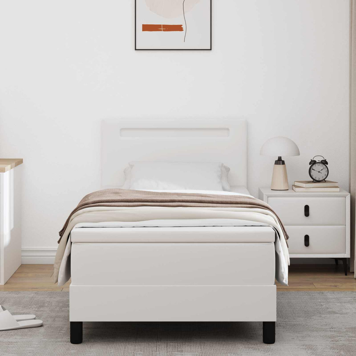Boxspringbed met matras Wit 90 x 200 cm Kunstleer is nu te koop bij PeponiXL, paradijselijk wonen!