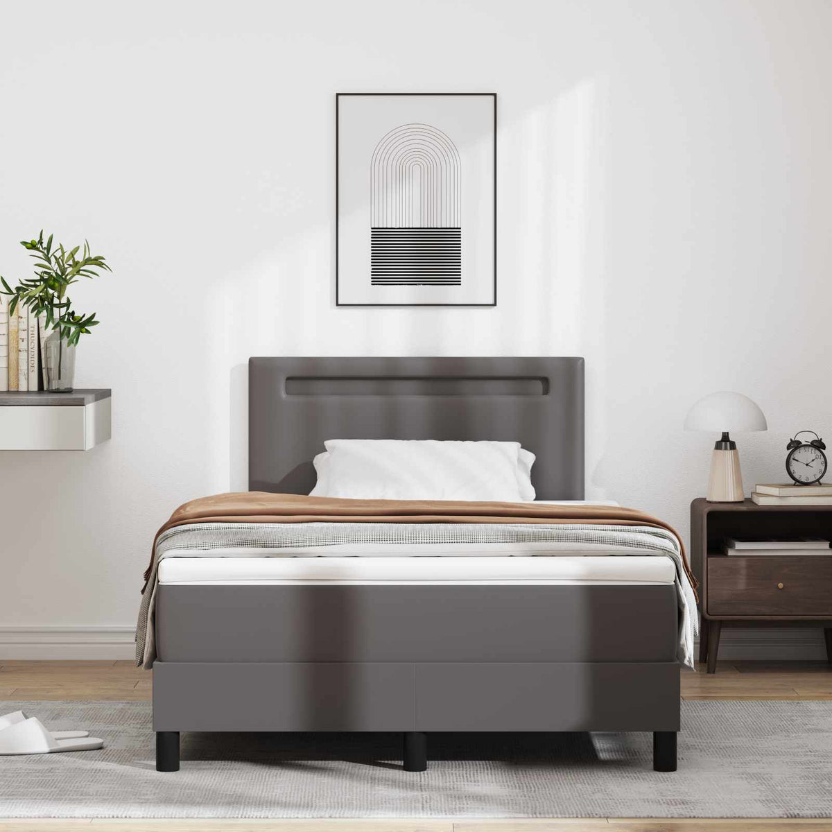Boxspringbed met matras Grijs 120 x 190 cm Kunstleer is nu te koop bij PeponiXL, paradijselijk wonen!