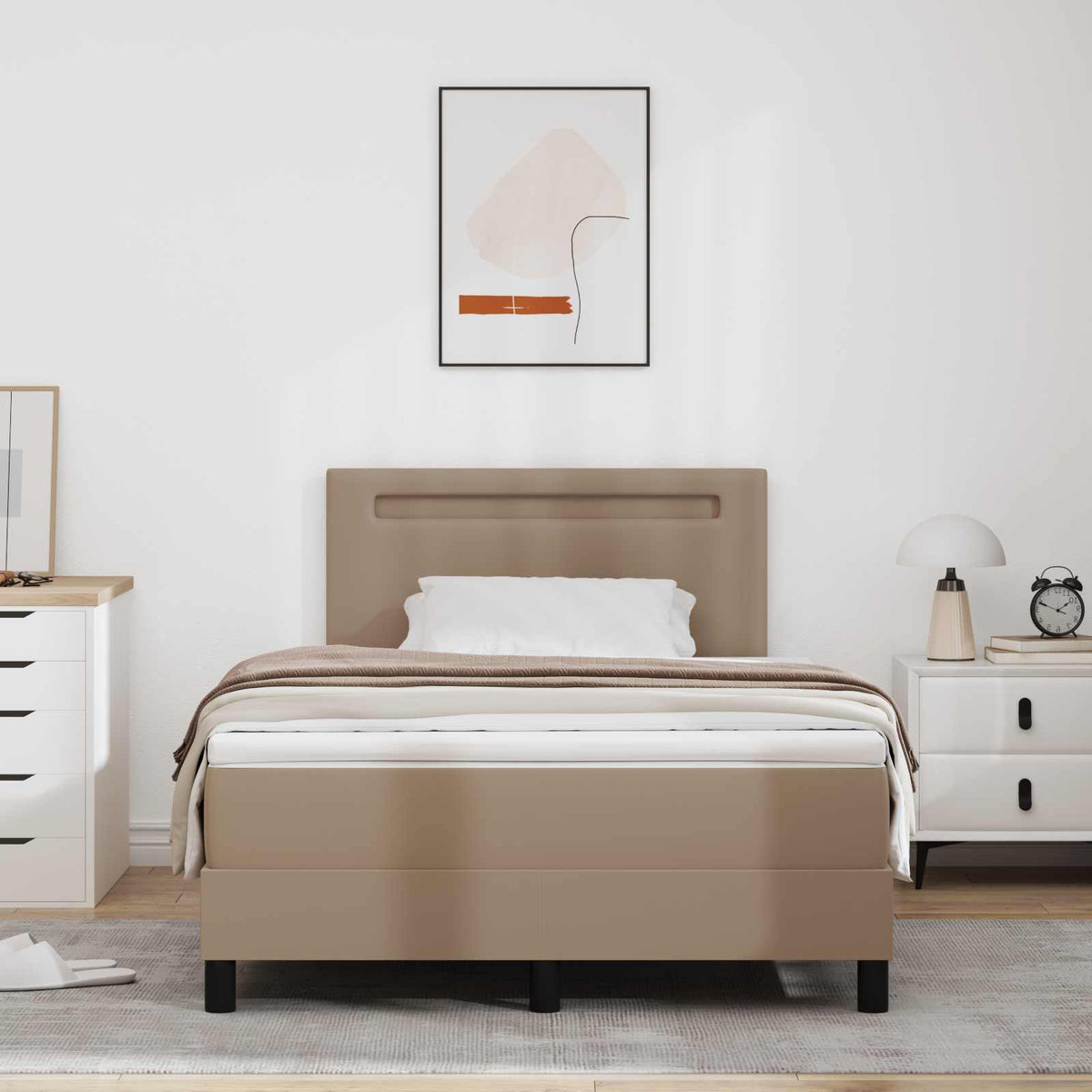 Boxspringbed met matras Cappuccino 120 x 200 cm Kunstleer is nu te koop bij PeponiXL, paradijselijk wonen!