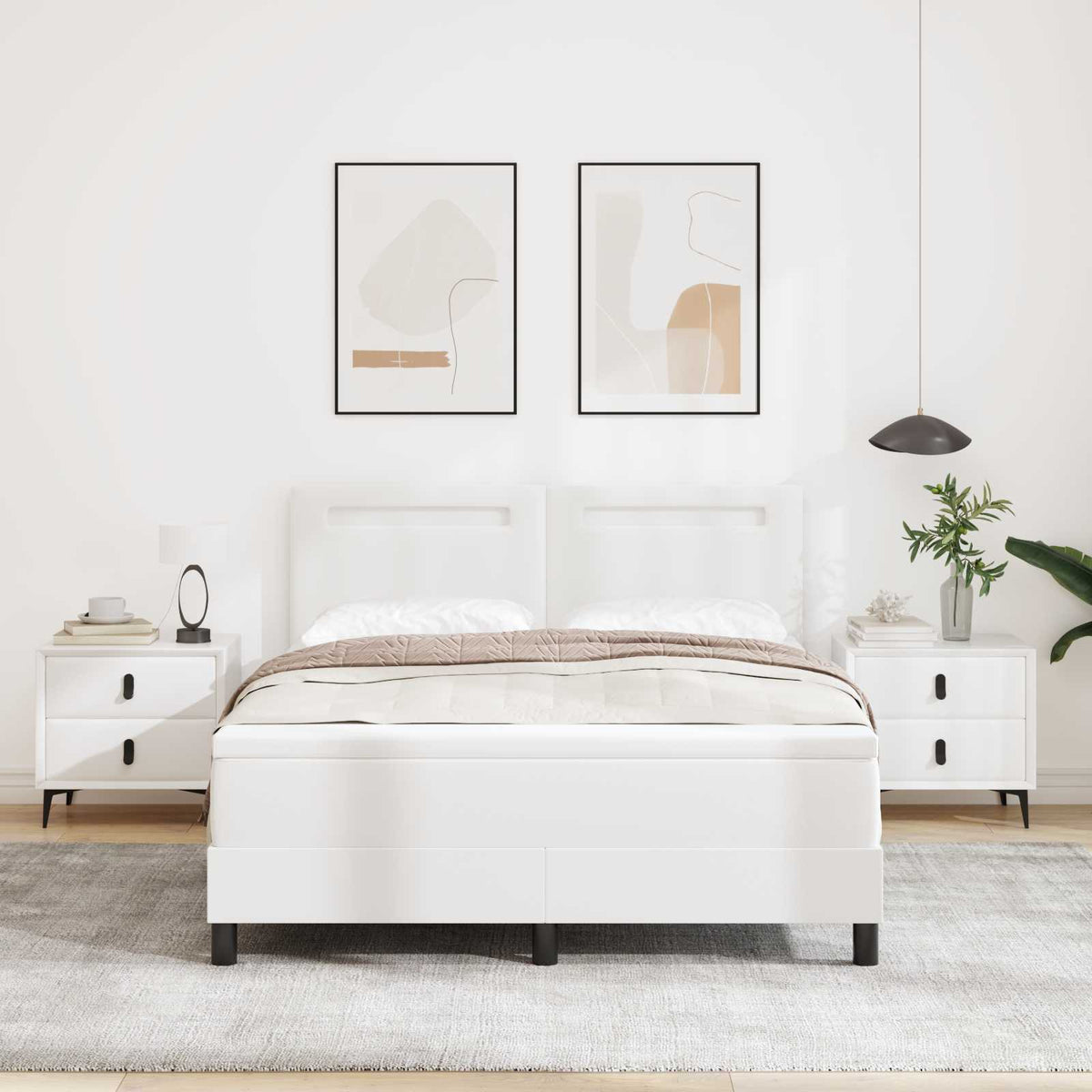 Boxspringbed met matras Wit 140 x 190 cm Kunstleer is nu te koop bij PeponiXL, paradijselijk wonen!