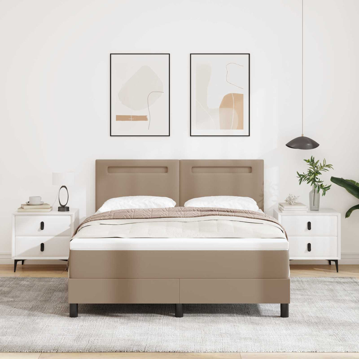 Boxspringbed met matras Cappuccino 140 x 190 cm Kunstleer is nu te koop bij PeponiXL, paradijselijk wonen!