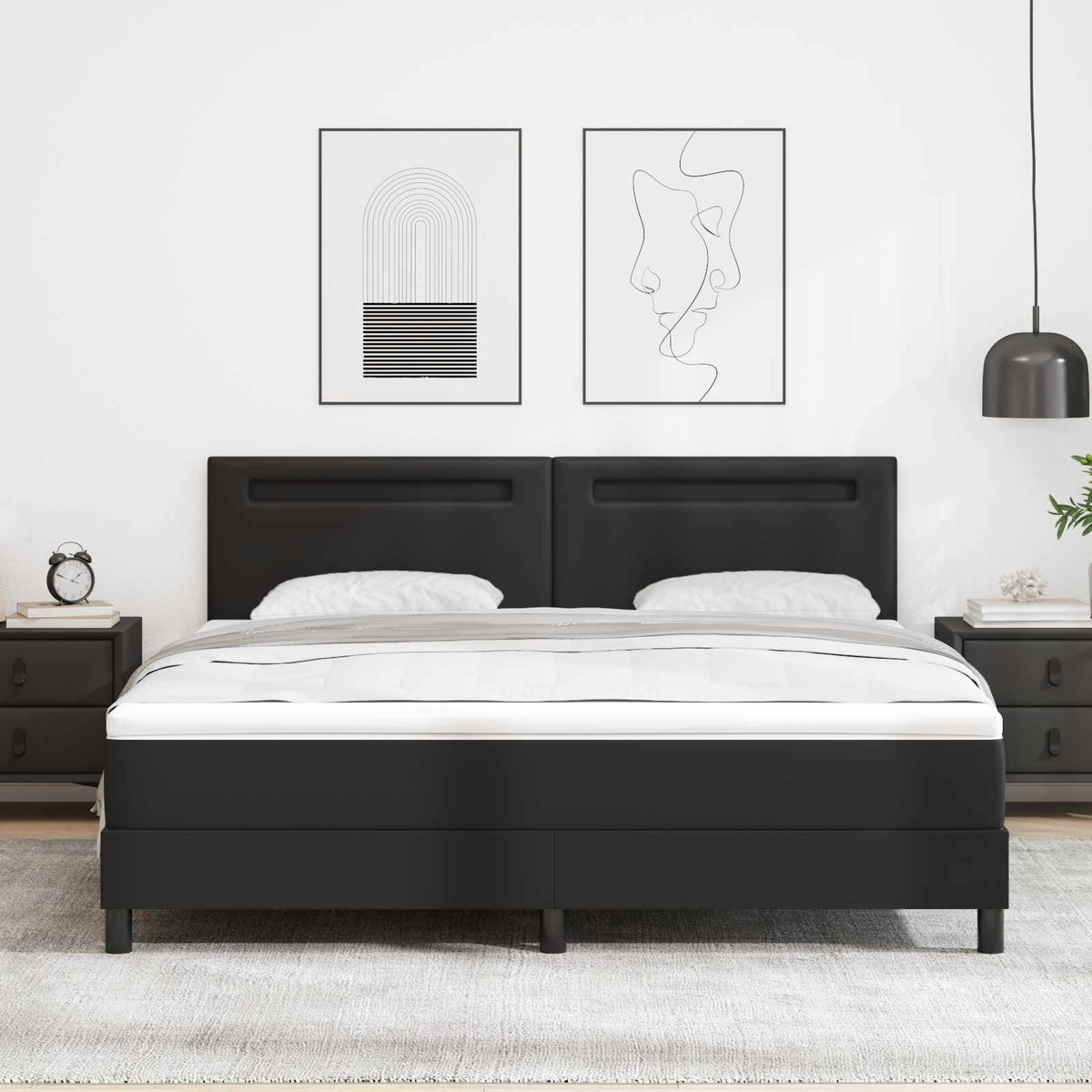Boxspringbed met hoofdeinde Zwart 180 x 200 cm Kunstleer is nu te koop bij PeponiXL, paradijselijk wonen!