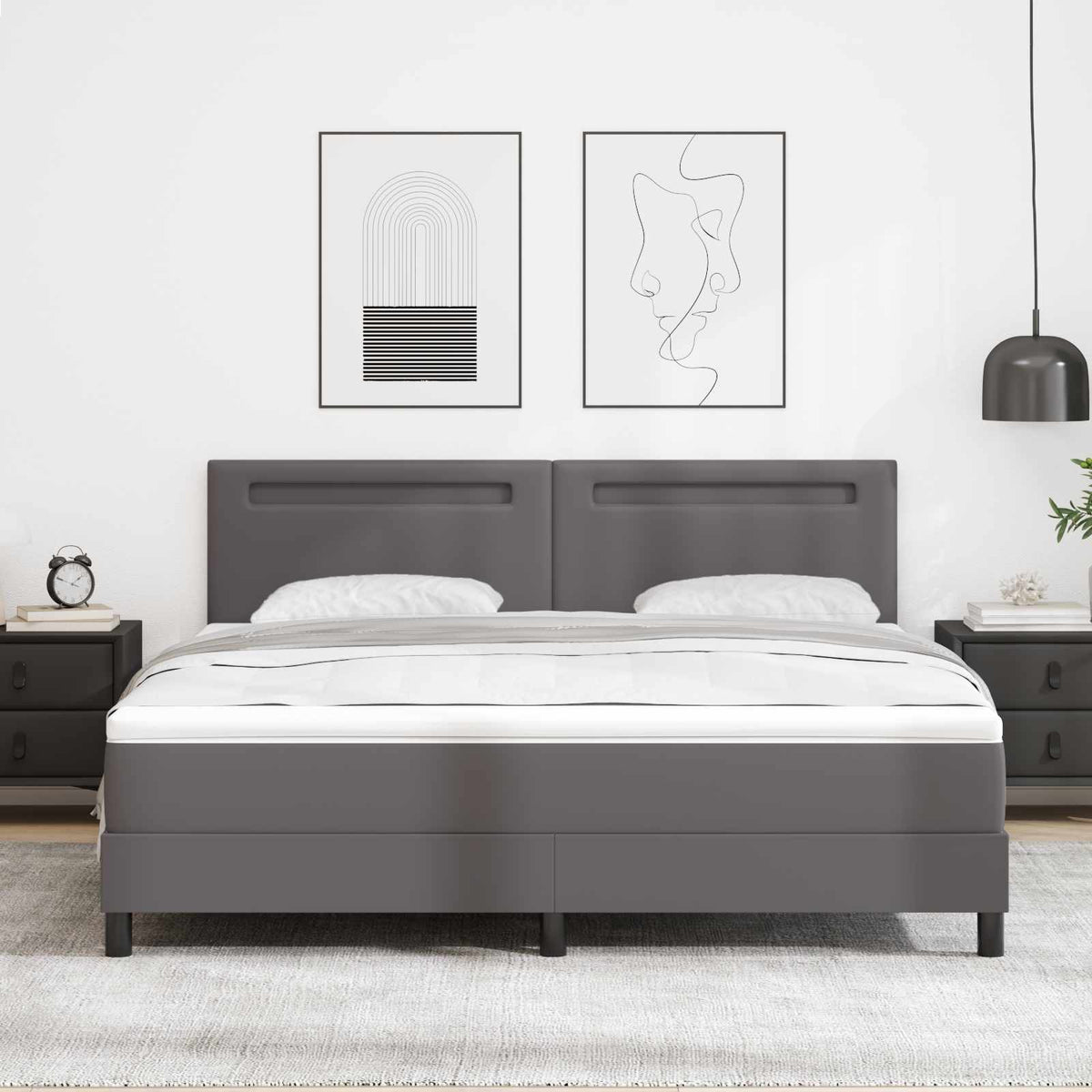 Boxspringbed met matras Grijs 180 x 200 cm Kunstleer is nu te koop bij PeponiXL, paradijselijk wonen!