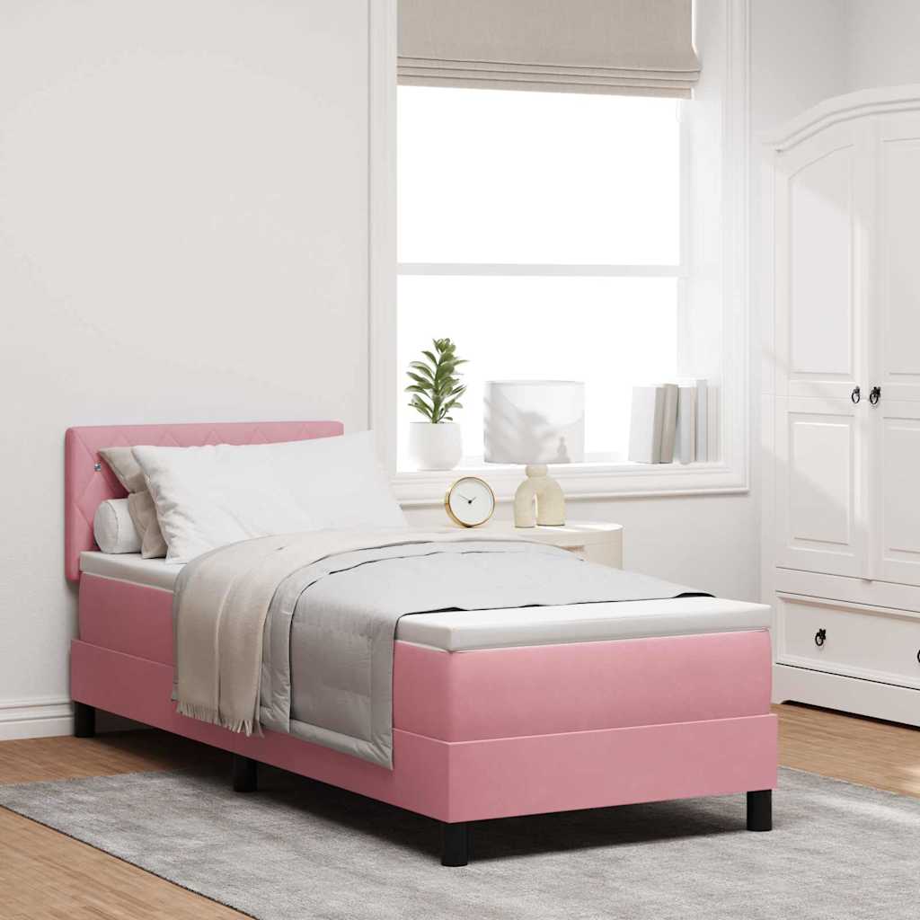 Boxspringbed met matras met hoofdeinde Roze 80 x 200 cm Fluweel is nu te koop bij PeponiXL, paradijselijk wonen!