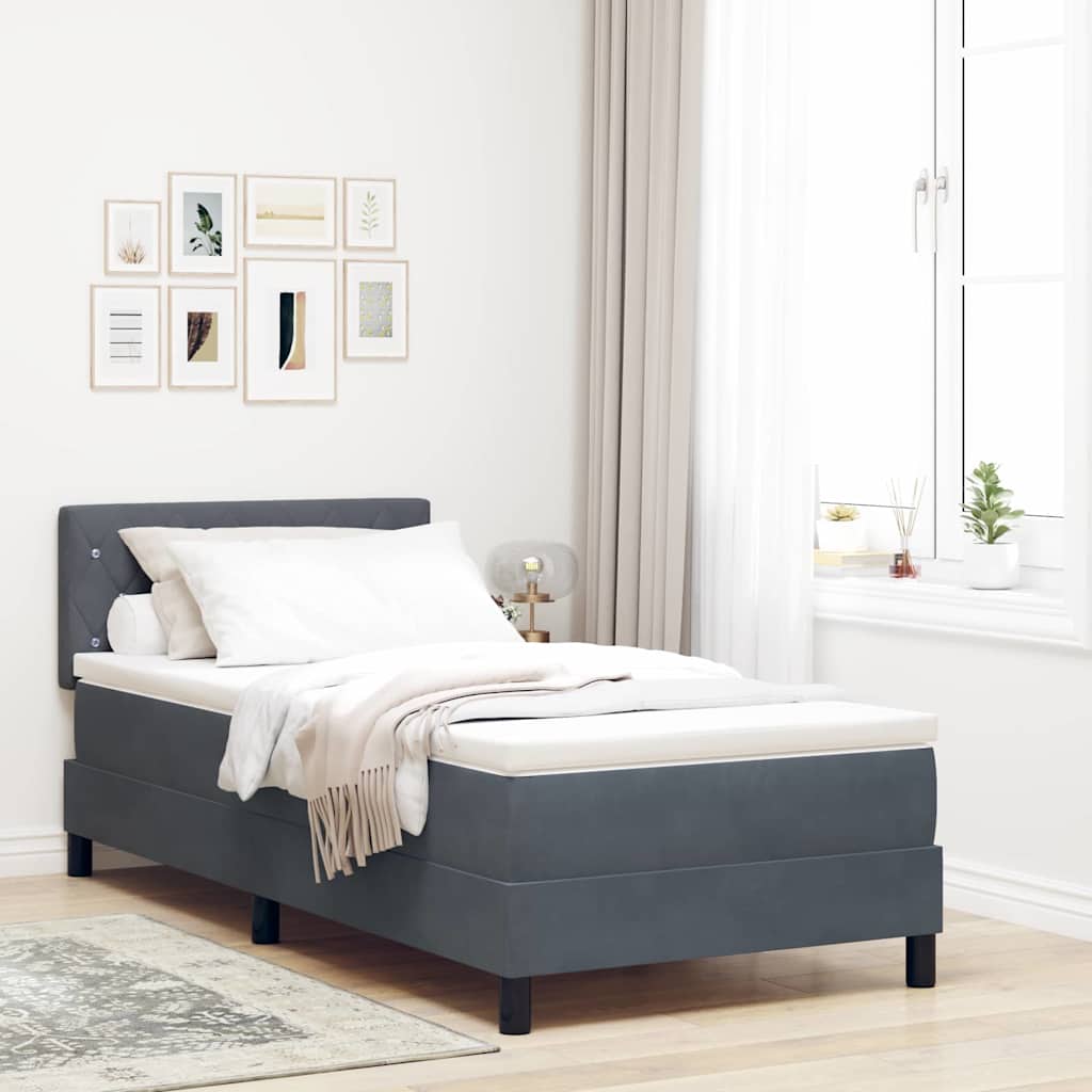 Boxspringbed met matras Donkergrijs 100 x 200 cm Fluweel is nu te koop bij PeponiXL, paradijselijk wonen!