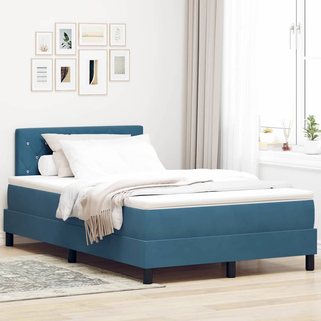 Boxspringbed met matras Donkerblauw 120 x 200 cm Fluweel is nu te koop bij PeponiXL, paradijselijk wonen!