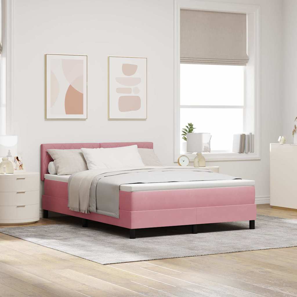 Boxspringbed met matras Roze 140 x 190 cm Fluweel is nu te koop bij PeponiXL, paradijselijk wonen!