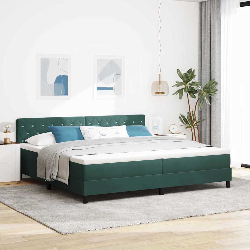 Boxspringbed met matras Donkergroen 200 x 200 cm Fluweel is nu te koop bij PeponiXL, paradijselijk wonen!
