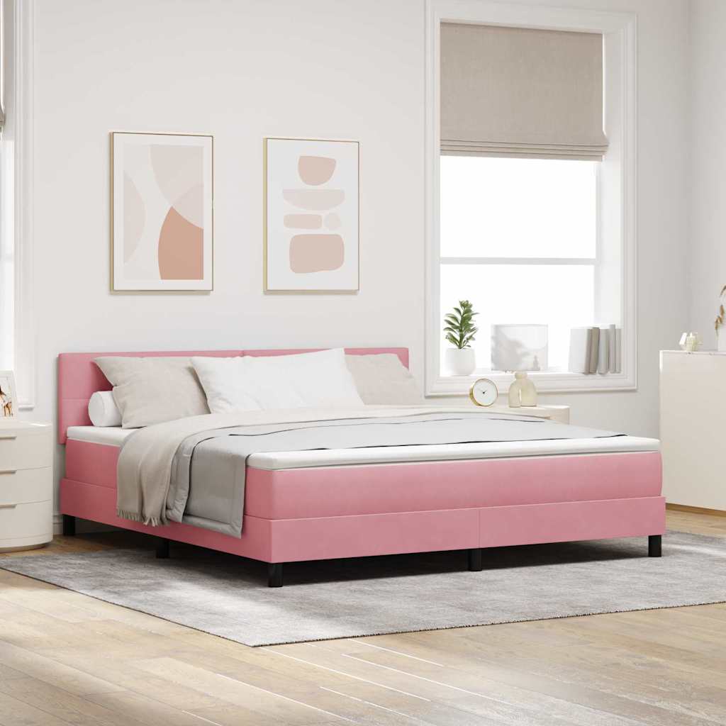 Boxspringbed met matras Roze 180 x 200 cm Fluweel is nu te koop bij PeponiXL, paradijselijk wonen!