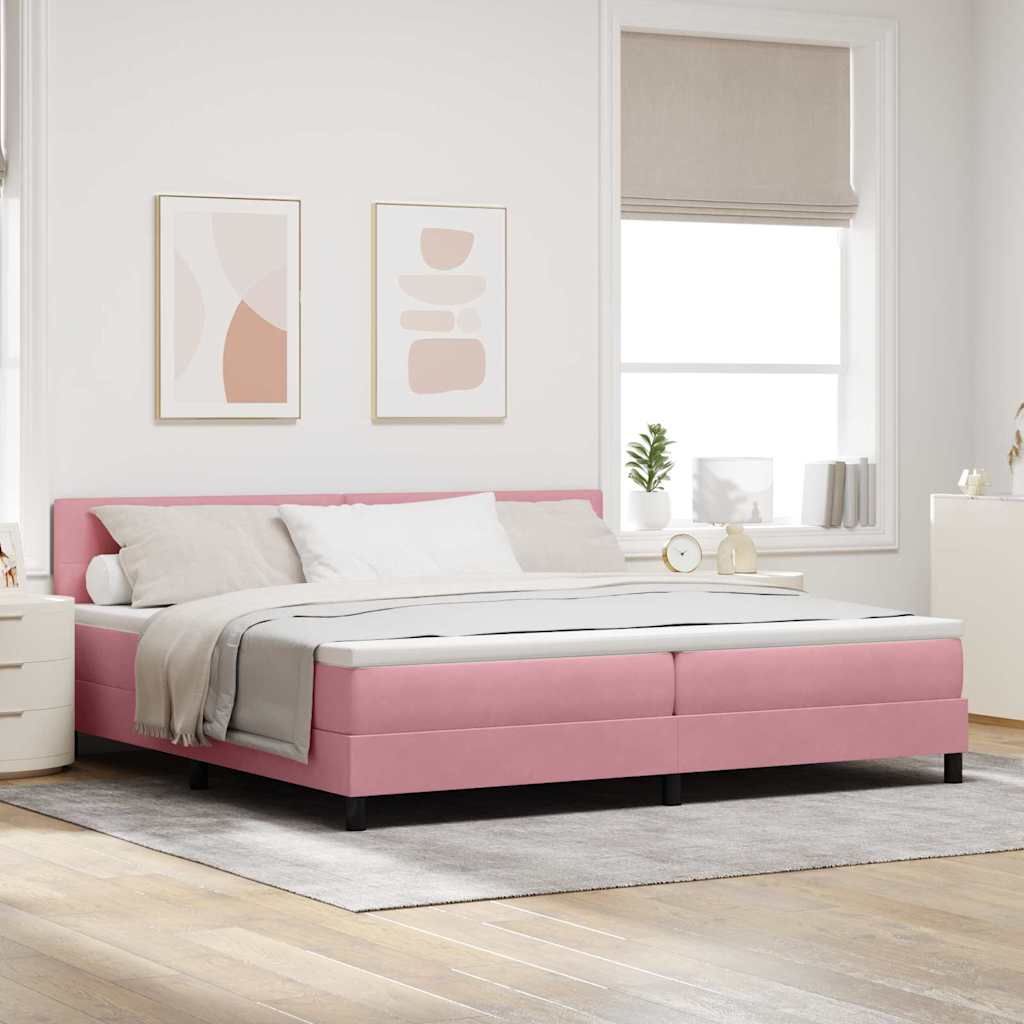 Boxspringbed met matras Roze 200 x 200 cm Fluweel is nu te koop bij PeponiXL, paradijselijk wonen!