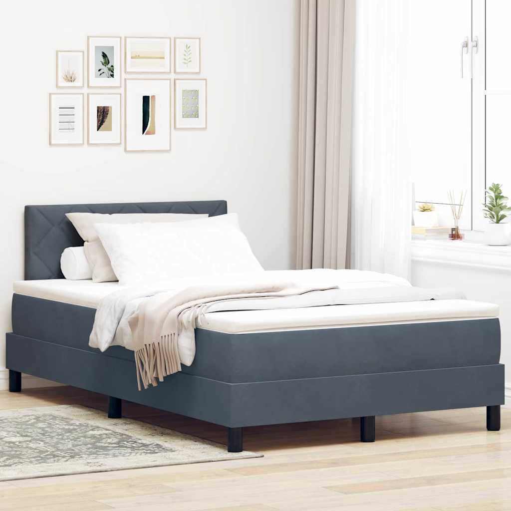 Boxspringbed met hoofdeinde Donkergrijs 120 x 200 cm Fluweel is nu te koop bij PeponiXL, paradijselijk wonen!