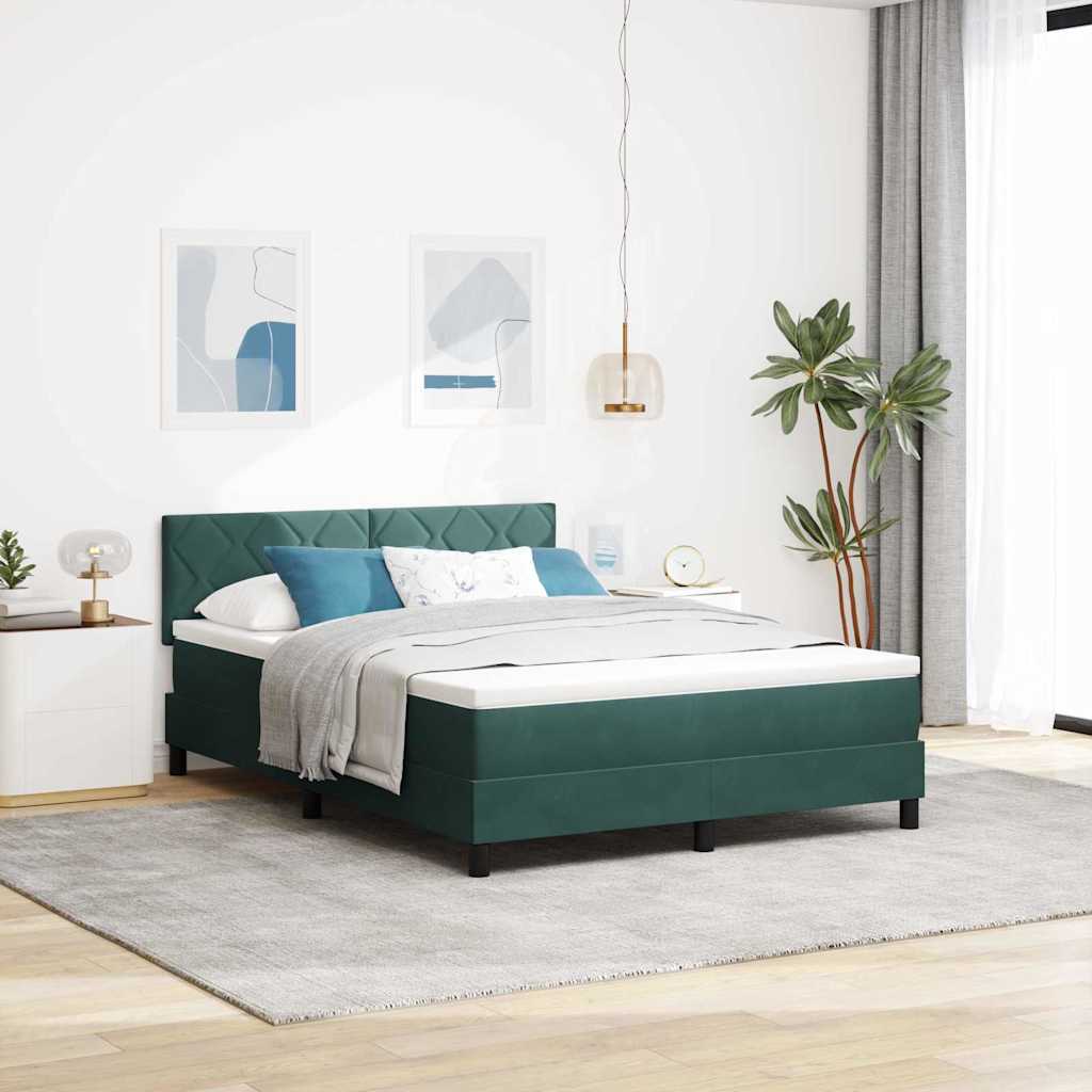 Boxspringbed met hoofdeinde Donkergroen 160 x 200 cm Fluweel is nu te koop bij PeponiXL, paradijselijk wonen!