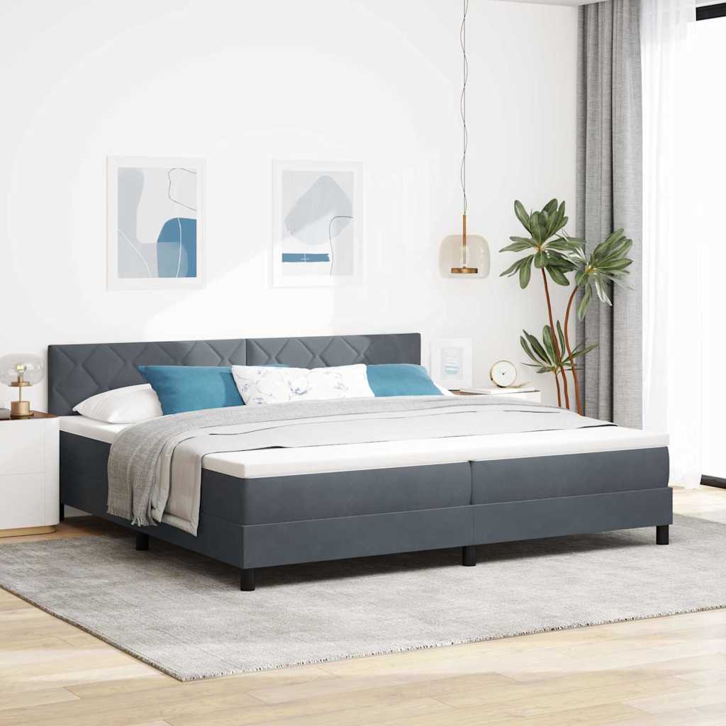 Boxspringbed met hoofdeinde Donkergrijs 200 x 200 cm Fluweel is nu te koop bij PeponiXL, paradijselijk wonen!