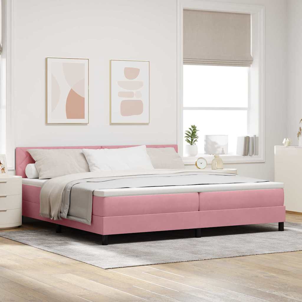 Boxspringbed met hoofdeinde Roze 200 x 200 cm Fluweel is nu te koop bij PeponiXL, paradijselijk wonen!