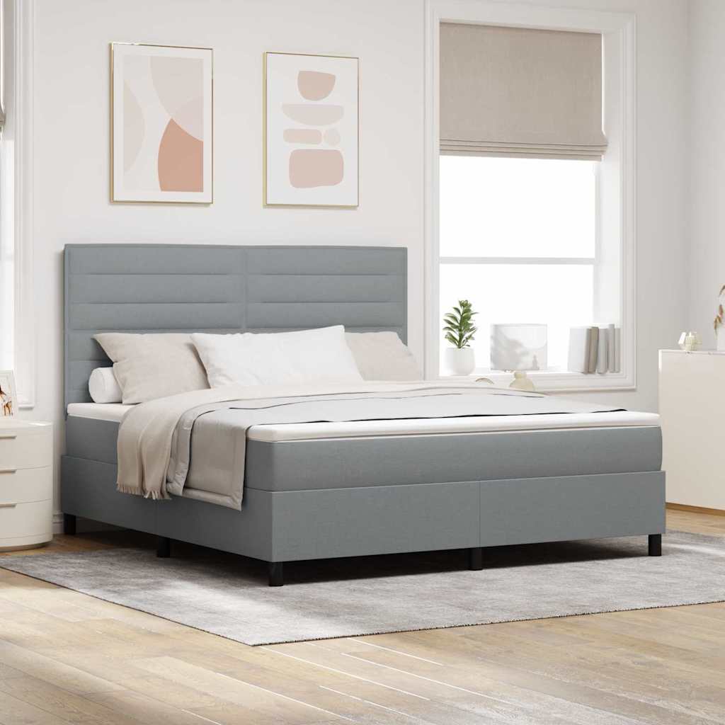 Boxspringbed met matras Lichtgrijs 180 x 200 cm Stof is nu te koop bij PeponiXL, paradijselijk wonen!