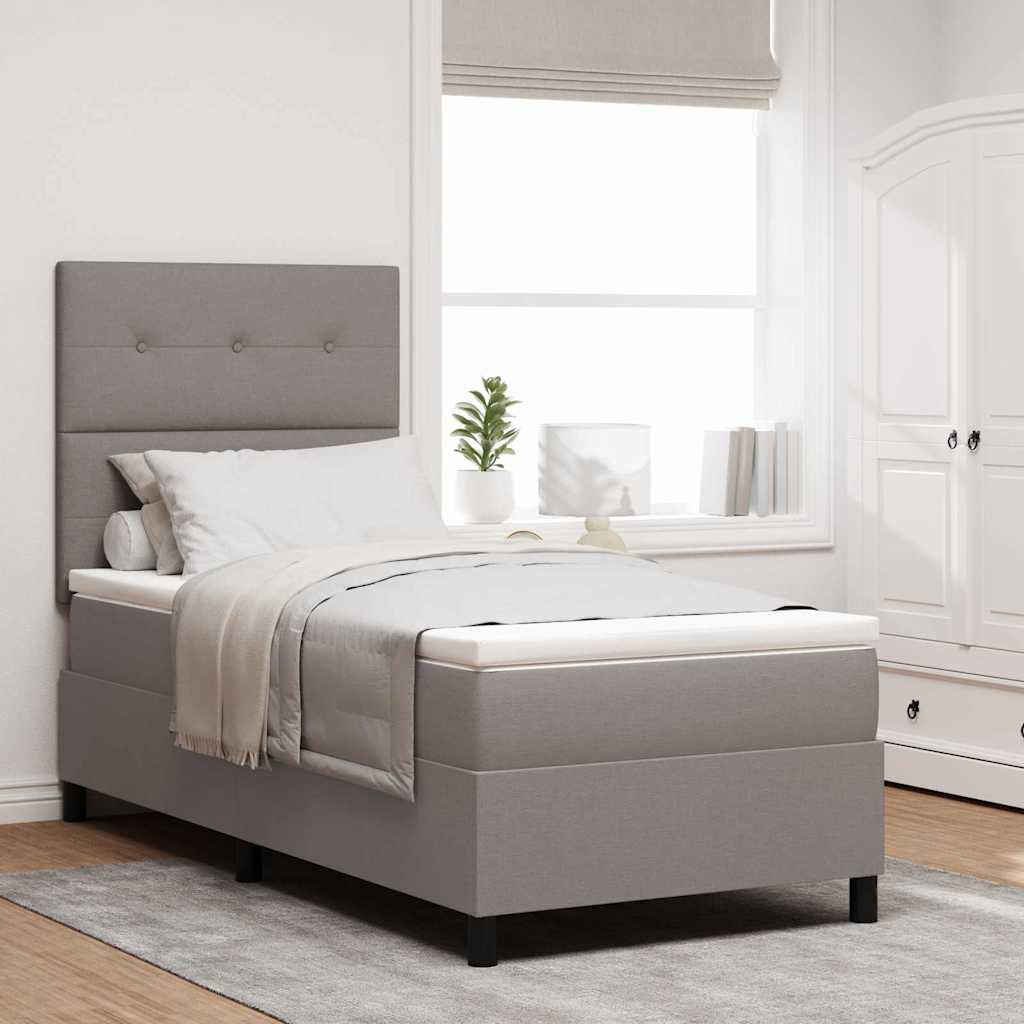 Boxspringbed met matras met hoofdeinde Taupe 100 x 200 cm Stof is nu te koop bij PeponiXL, paradijselijk wonen!