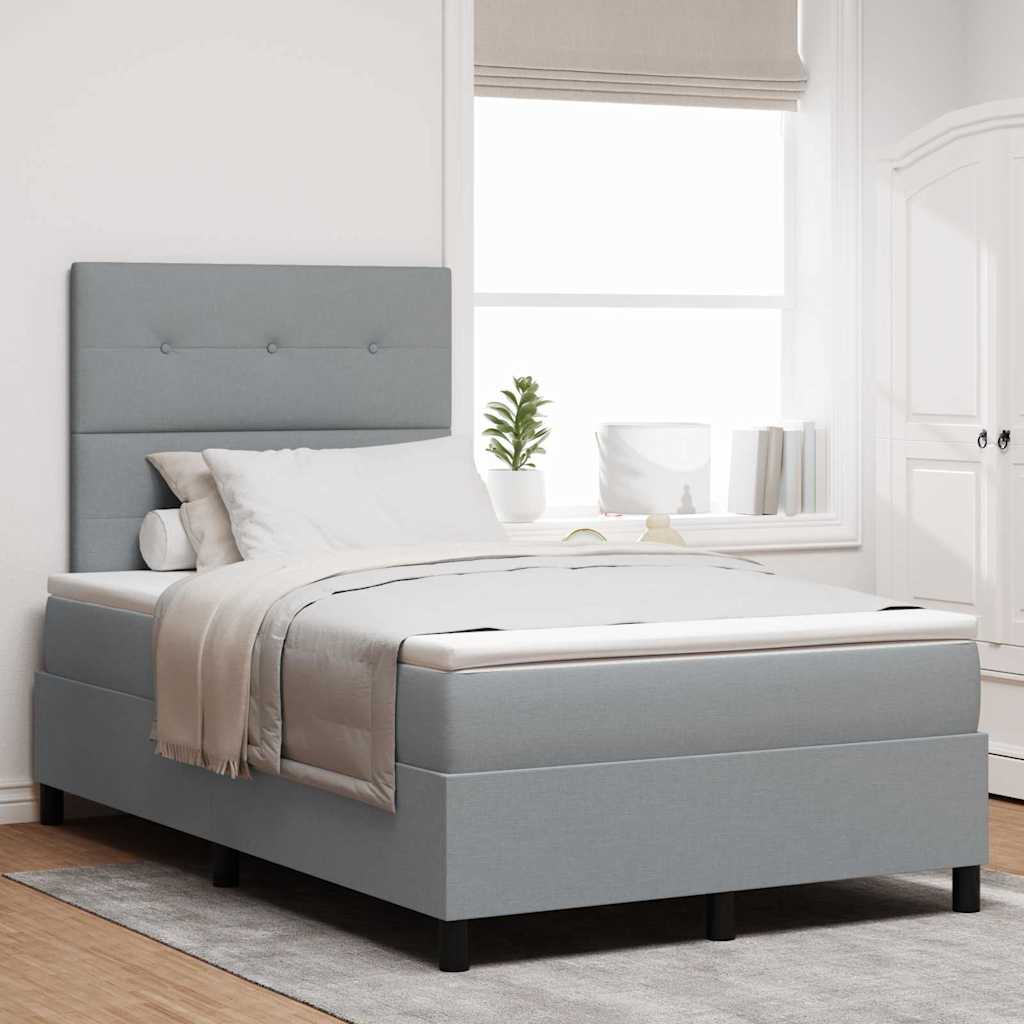 Boxspringbed met hoofdeinde Lichtgrijs 120 x 200 cm Stof is nu te koop bij PeponiXL, paradijselijk wonen!