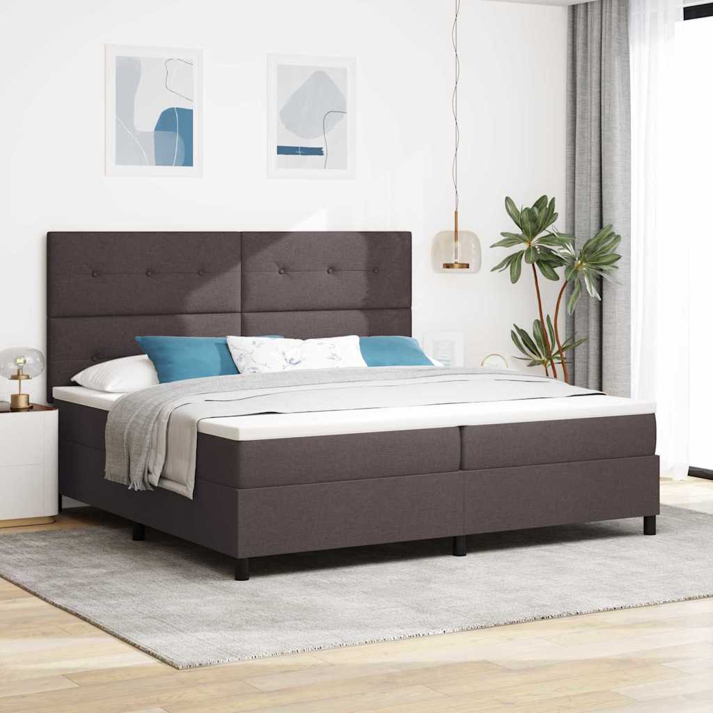 vidaXL Boxspringbed met hoofdeinde Donkerbruin 200 x 200 cm Stof