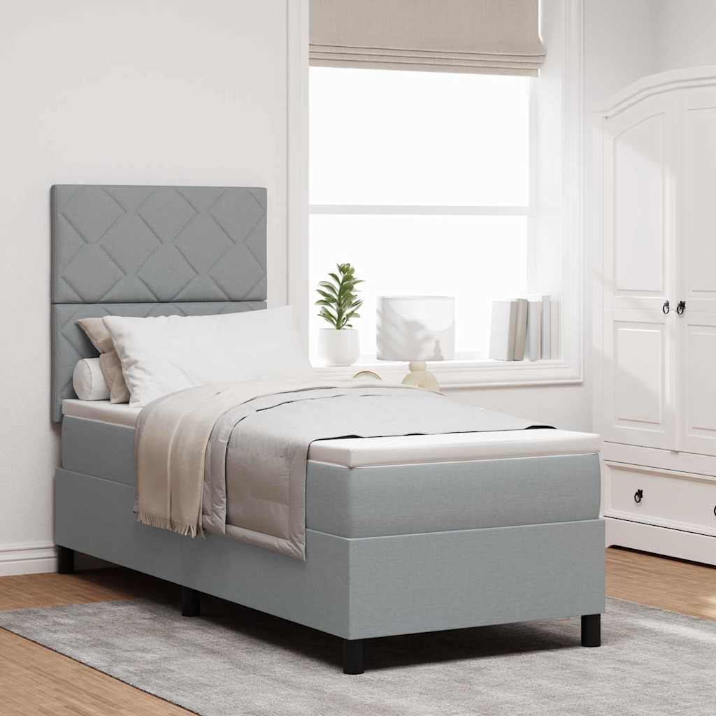 Boxspringbed met hoofdeinde Lichtgrijs 80 x 200 cm Stof is nu te koop bij PeponiXL, paradijselijk wonen!
