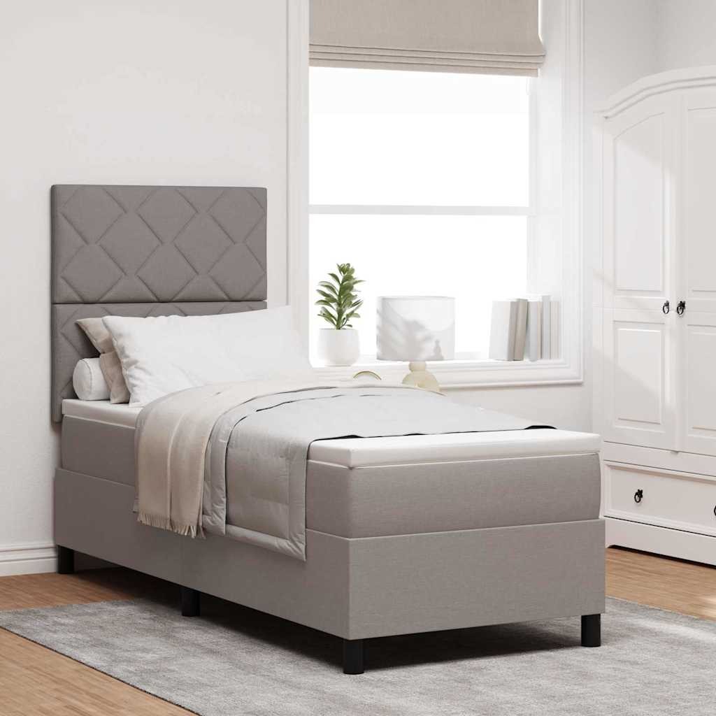 Boxspringbed met hoofdeinde Taupe 80 x 200 cm Stof is nu te koop bij PeponiXL, paradijselijk wonen!