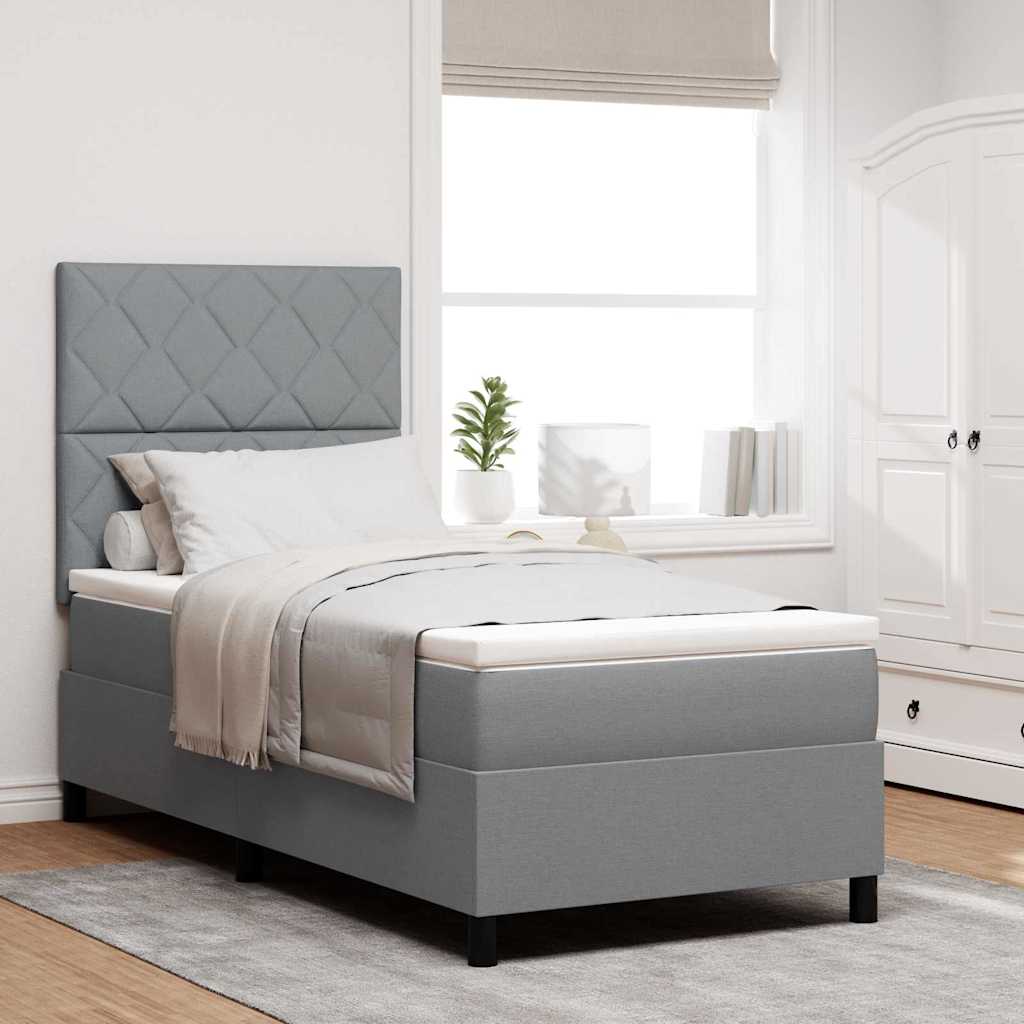 Boxspringbed met hoofdeinde Lichtgrijs 90 x 200 cm Stof is nu te koop bij PeponiXL, paradijselijk wonen!