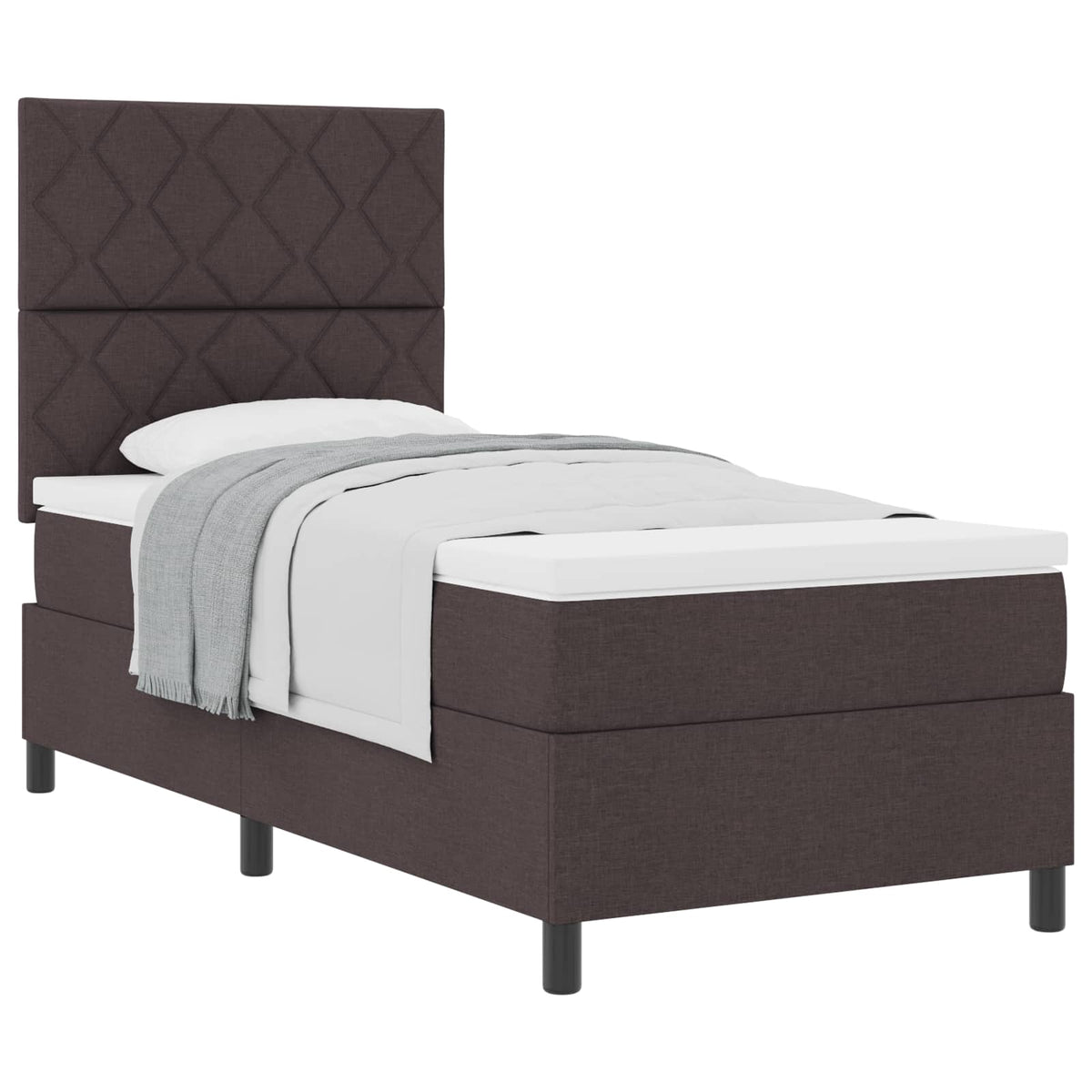 Boxspringbed met matras Donkerbruin 100 x 200 cm Stof is nu te koop bij PeponiXL, paradijselijk wonen!